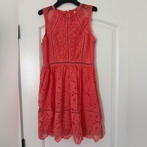 Xhilaration Coral Lace Fit-and-Flare Dress